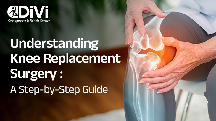 Visual representation of knee replacement surgery steps.