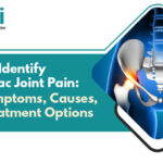 Sacroiliac joint pain illustration showing lower back pain inflamation