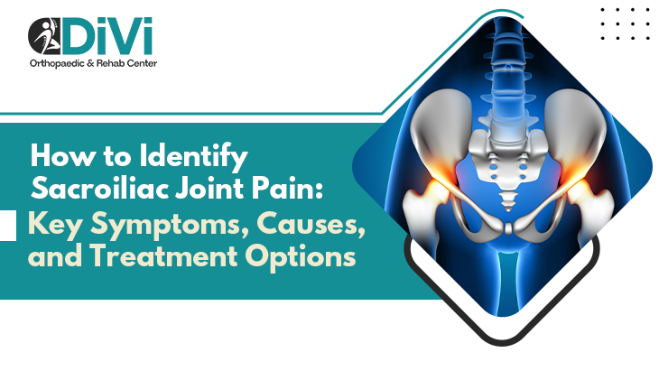 Sacroiliac joint pain illustration showing lower back pain inflamation