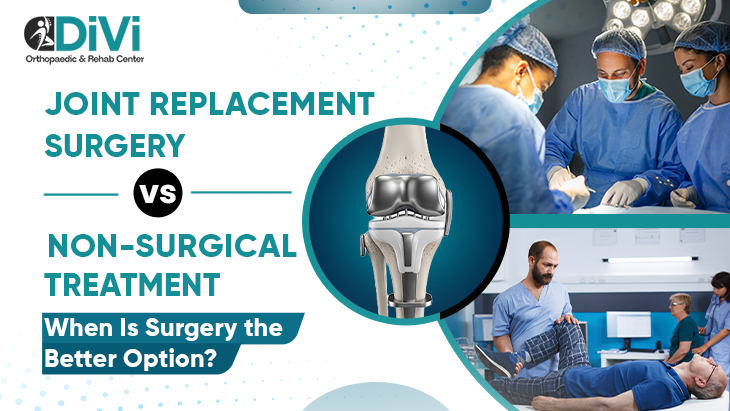 Joint Replacement Surgery vs Non-Surgical Treatment | Divi Orthopaedic Mumbai Top Joint replacement centre in Mumbai offering advanced joint replacement surgery and physiotherapy for knee arthritis patients.